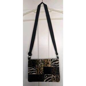 Vintage Wesley &Co Fiorucci Animal Print Patchwork Shoulder Bag Mixed Textures